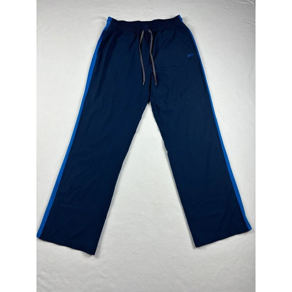 Reebok Track Pants Men XL Blue Athletic Workout Jogger Drawstring Activewear